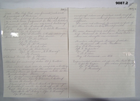 Two page handwritten report