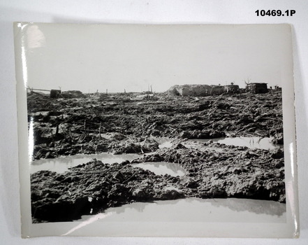 Black and white photographs of WW1 Battlefields.