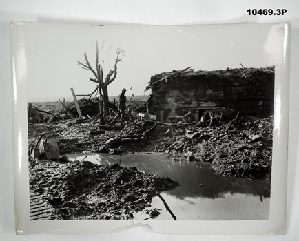 Black and white photographs of WW1 Battlefields.