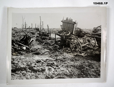 Black and white photographs of Battlefield scenes in WW1.