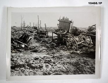Black and white photographs of Battlefield scenes in WW1.