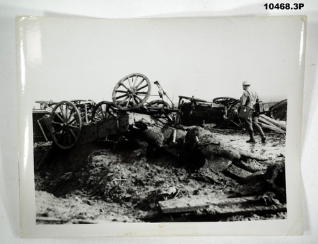 Black and white photographs of Battlefield scenes in WW1.