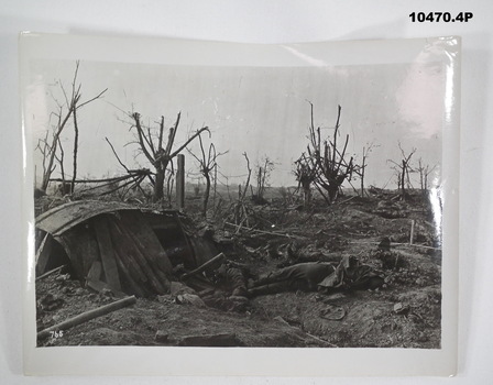 Black and white photographs of cratered Battlefields in WW1.