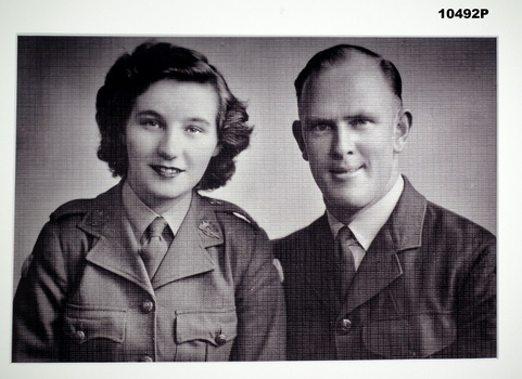 Photograph, black and white, service woman and man, cWW2.