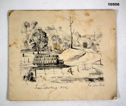 Letter/postcard illustrated in black and white.
