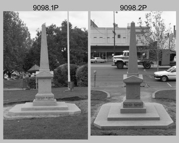 Soldiers Memorial Institute Military Museum - Grey granite obelisk Monument, 37-39 Pall Mall, Bendigo, Greater Bendigo - Victoria, Australia. 1992.