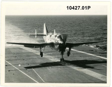 10427.01P One of the Gannets landing on deck