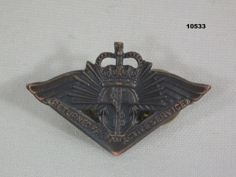 Returned from Active service badge WW2.