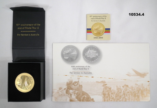 Medallion and box issued 60th Anniversary WW2.
