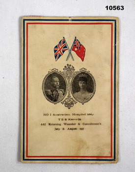 Folder from Hospital ship listing names of patients July 1917.
