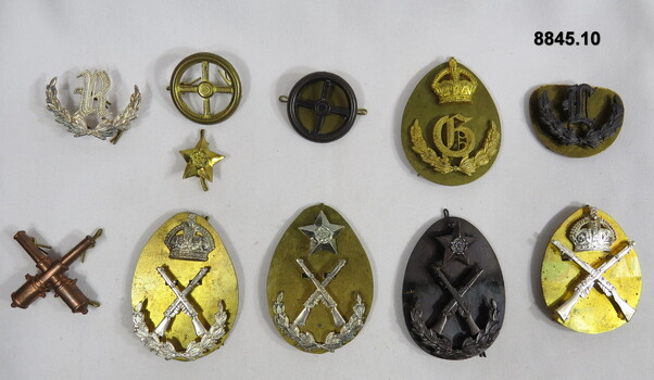 Various Military Badges of different types.