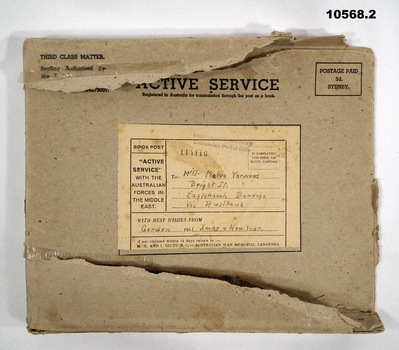 Postage Box for WW2 - Book about A.I.F. in Middle East.