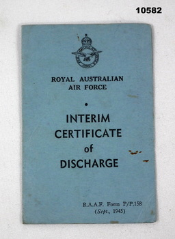 RAAF Interim Discharge Certificate.