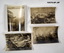 Series of photographs highlighting bomb damage to a factory.