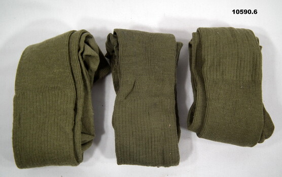 Three pairs of dress socks worn with shoes.