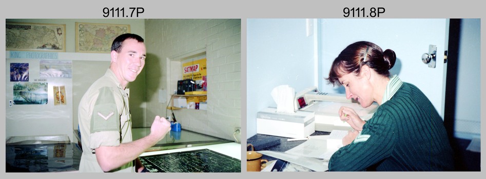 Personnel and Equipment in Lithographic Squadron at the Army Survey Regiment, Fortuna Villa, Bendigo. 1990.