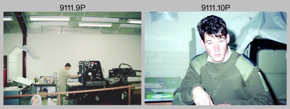Personnel and Equipment in Lithographic Squadron at the Army Survey Regiment, Fortuna Villa, Bendigo. 1990.