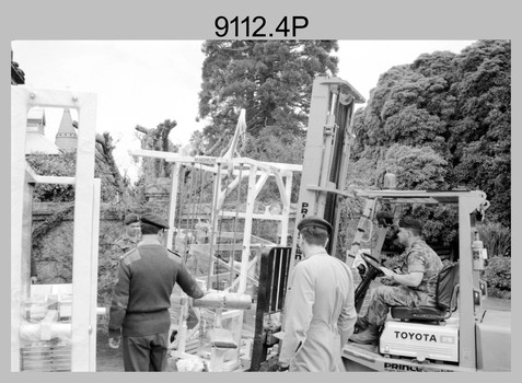 Personnel Delivering New Gym Equipment at the Army Survey Regiment, Fortuna Villa, Bendigo. 1990.