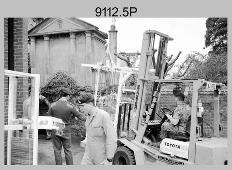 Personnel Delivering New Gym Equipment at the Army Survey Regiment, Fortuna Villa, Bendigo. 1990.