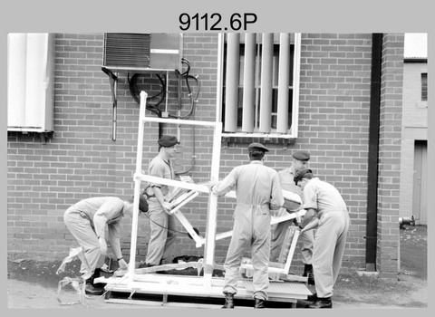Personnel Delivering New Gym Equipment at the Army Survey Regiment, Fortuna Villa, Bendigo. 1990.