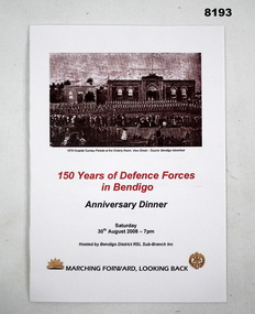 Programme - 150 YEAR ANNIVERSARY DINNER 2008