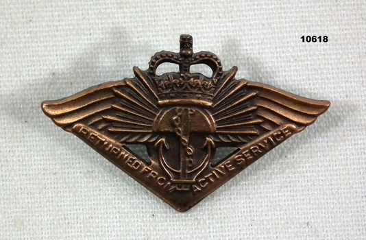Badge, returned from Active Service.