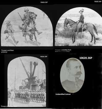 10620.33P Trooper and Boer prisoner.jpg 10620.34P Trooper, possibly from NSW Mounted Rifles.jpg 10620.35P Troops at Princes dock.jpg 10620.36P Unidentified Colonel