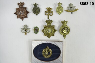 Various military badges of different types.