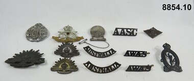 Various military badges of different types.