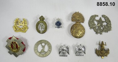 Various military badges of different types.