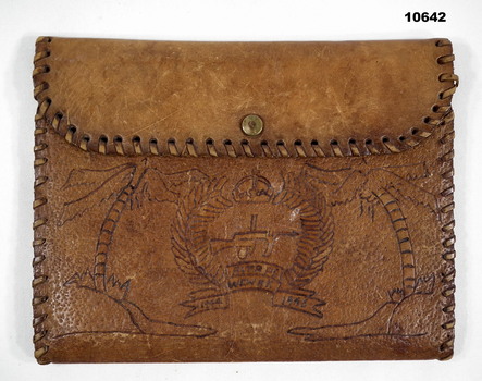 Brown leather documents pouch WW2.