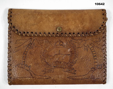Brown leather documents pouch WW2.