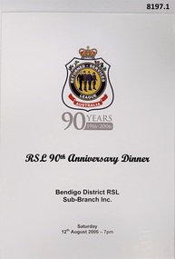 Place mats 90th birthday RSL