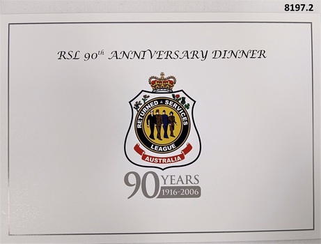 Place mats 90th birthday RSL.