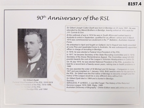 Place mats 90th birthday RSL.