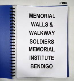 Folder with details re Memorial Walls and Walkway.