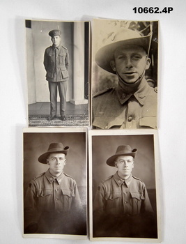Portrait photos of WW2 soldiers some on postcards.