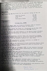 Article  1936 - 1942 Lt Col T A Vance.                 Director Aust Svy Corps.