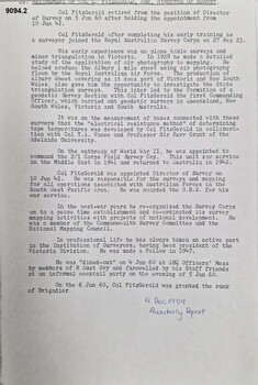 Article 1942 - 1960 Col. L. Fitzgerald. OBE.       Director Aust Svy Corps.