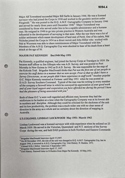 Article 1945 - 1948 Maj. Alf Townshend.              OC Land HQ Carto Coy.