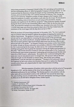 Article 1951 - 1962 Lt Col. Lindsay Lockwood.    OC Army HQ Carto Coy.