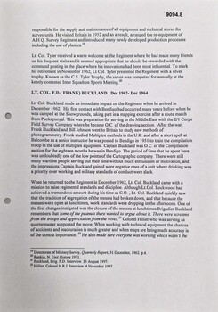 Article 1962 - 1962 Lt Col. Tim Tyler.                    CO Army HQ Svy Regt.