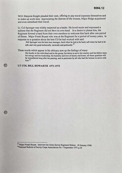 Article 1971 - 1972 Lt Col Bill Howarth.                CO Army HQ Svy Regt.