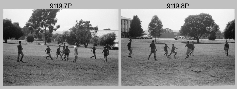 Army Inter-Area Touch Football – Army Survey Regiment team action, Bandiana, c1985.