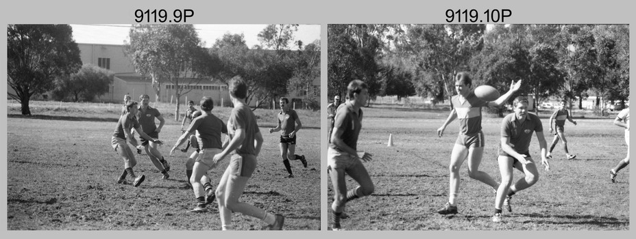 Army Inter-Area Touch Football – Army Survey Regiment team action, Bandiana, c1985.