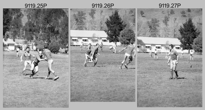 Army Inter-Area Touch Football – Army Survey Regiment team action, Bandiana, c1985.
