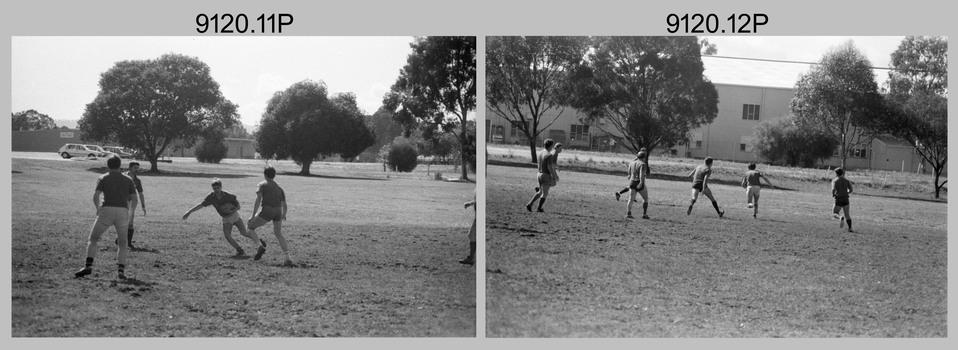 Army Inter-Area Touch Football – Army Survey Regiment team action, Bandiana, c1985.