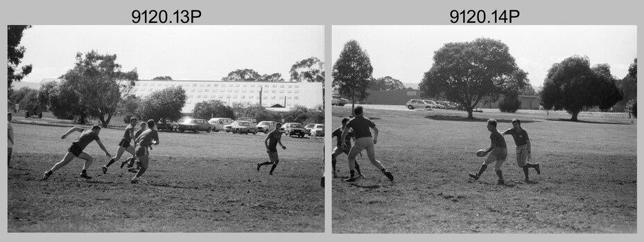 Army Inter-Area Touch Football – Army Survey Regiment team action, Bandiana, c1985.