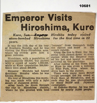 Newspaper article reporting on the Japanese Emperor.