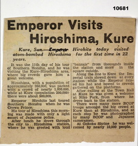 Newspaper article reporting on the Japanese Emperor.